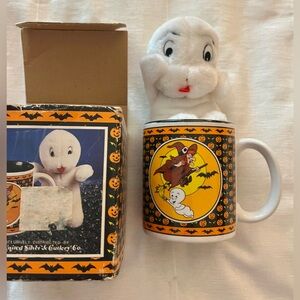 Casper The Friendly Ghost  Mug Plush 1986 Halloween Jack-o'-lantern Pumpkin Vtg